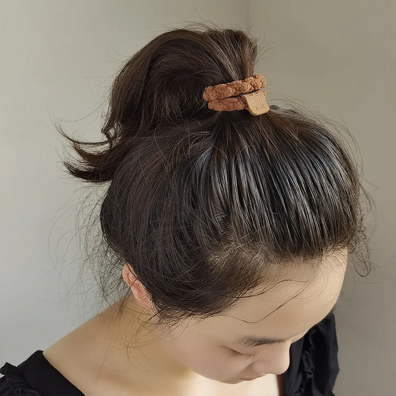 Fashionable And Cute Bears Leather Bands Women s Tied Hair Rope Headwear Autumn Winter Plush Circles High Elastic A 5