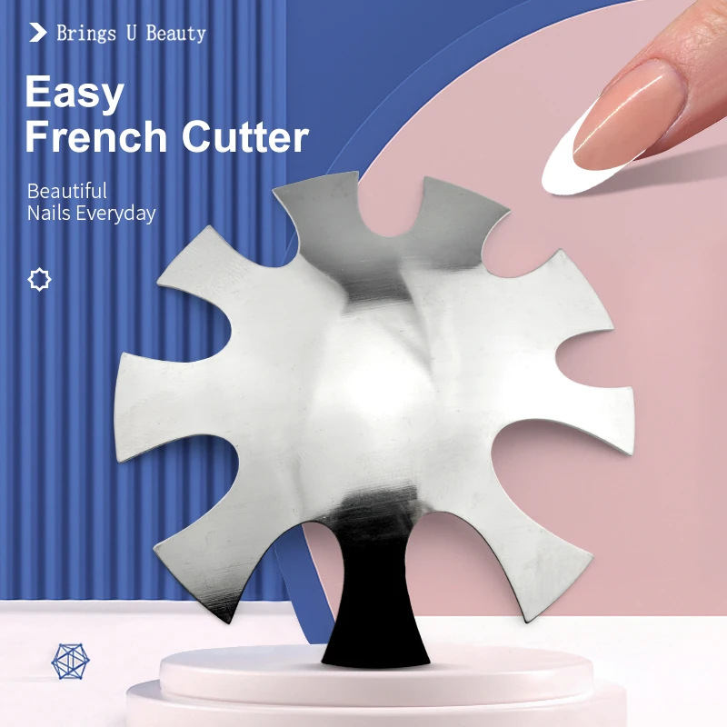 Professional 1-8 Sizes W/Concave/Heart Shaped French Manicure Cutter Nail Art Tool French Pink White Tips Trimmer Guide
