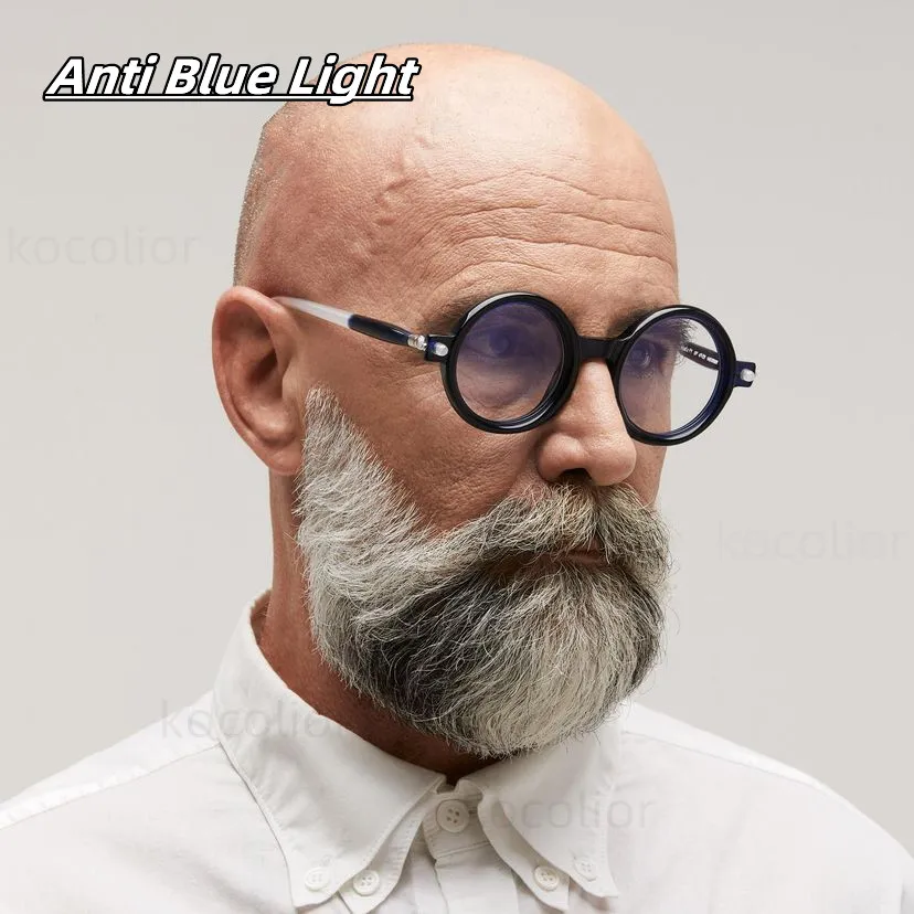 High Quality Luxury Design Retro Round Anti Blue Light Photochromic Reading Glasses For Men Computer Presbyopic Eyeglasses Women