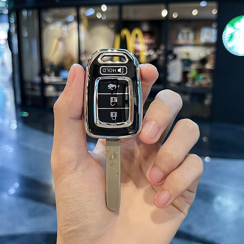 For Honda Accord 2016 2017 Civic 2016 2017 2018 2019 TPU Silver Edge Car Remote Key Cover Case Shell Keychain Accessories