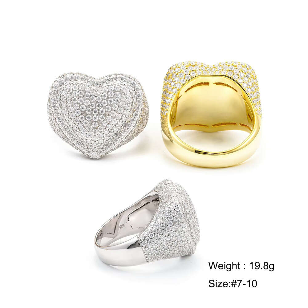 Moissanite Heart for Iced Out Rings Women S Sier Wedding Ring Finger Jewelry Pass Dias Tester Free Shipping