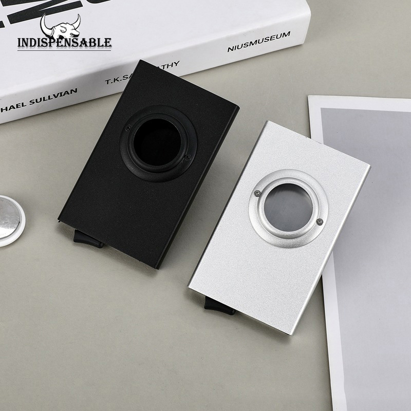 Anti-theft ID Credit Card Holder Airtag Minimalist Porte Carte Thin Aluminium Metal Wallets Air Pocket Case Bank Women Men Box