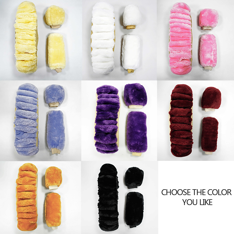 3pcs Plush Steering Wheel Cover Soft Fur Warm Heat Lovely Winter Handbrake Cover Auto Supplies Auto Parts