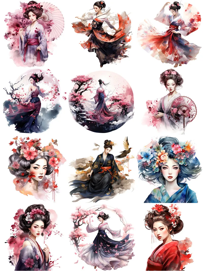 Japanese geisha Stickers Crafts And Scrapbooking stickers kids toys book Decorative sticker DIY Stationery