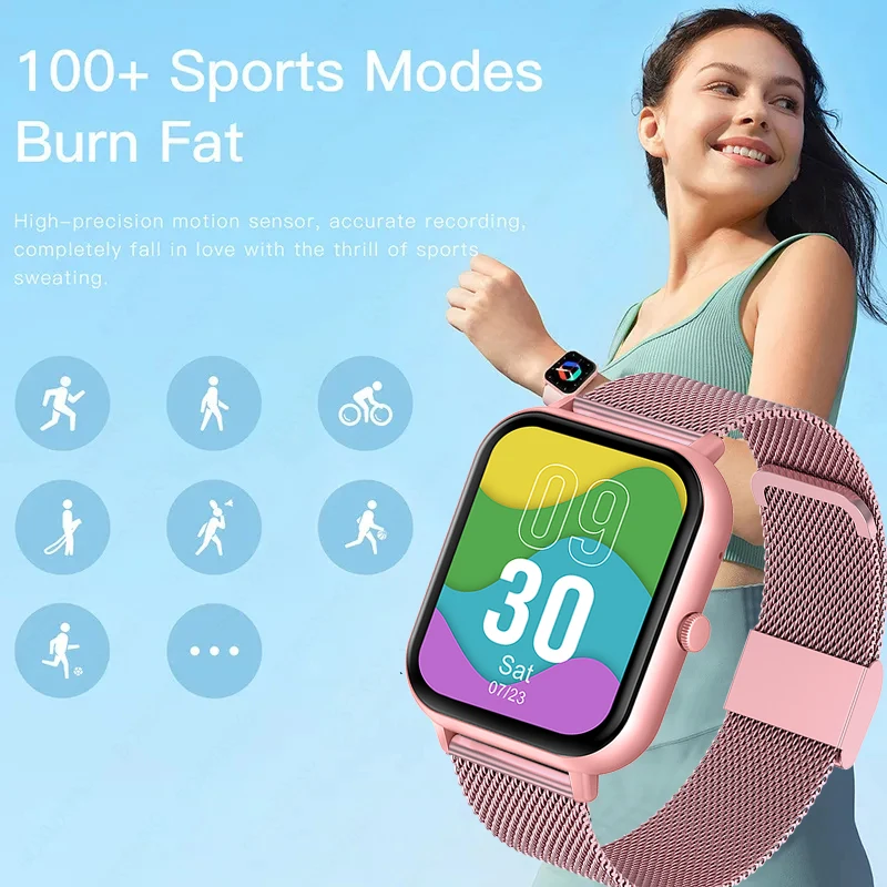 For Xiaomi Huawei IOS 1.83 Inch Bluetooth Call Smartwatch Men Support 120 Sport 2023 New Women Rotary Keys Smart Watch +Box