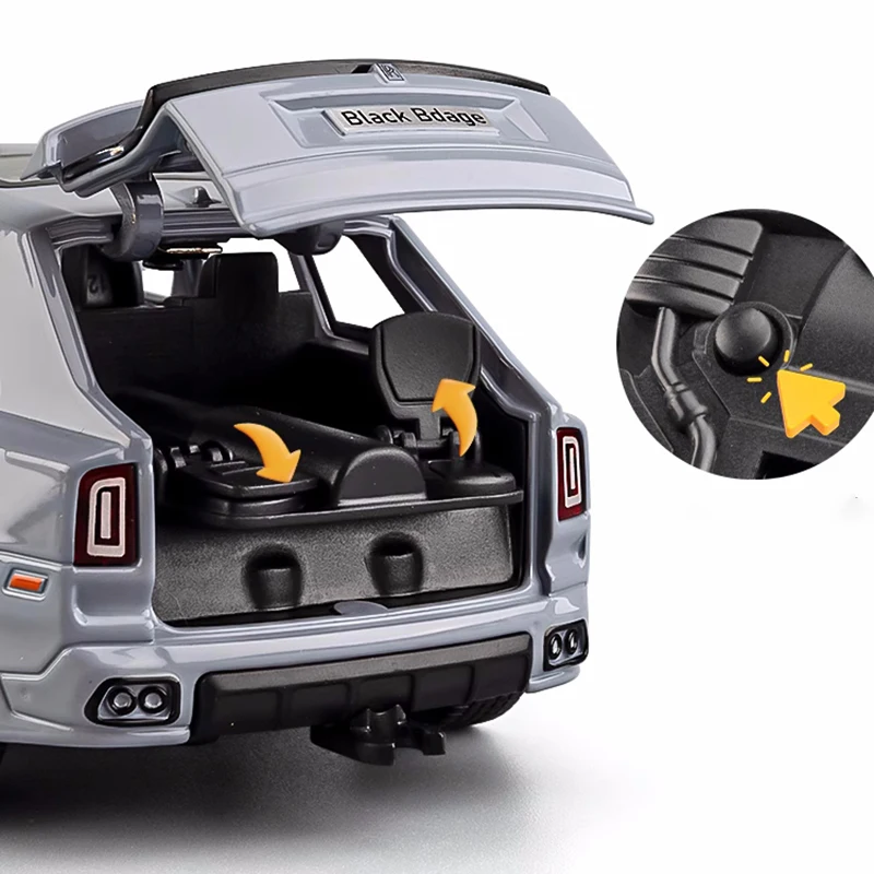 1:32 Rolls Royce Cullinan Trailer RV Alloy Car Model Diecast Metal Off-road Camper Vehicle Model Sound and Light Kids Toys Gift