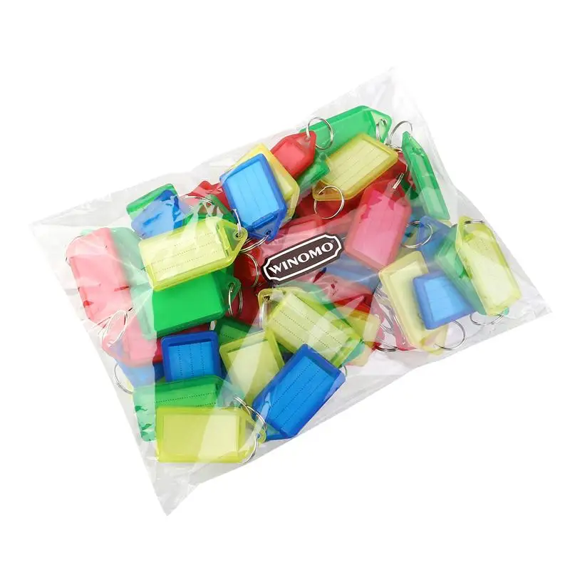 60pcs Multi-Color Fobs Plastic Tags Labels With Interior Accessories Key Rings (Random Color)