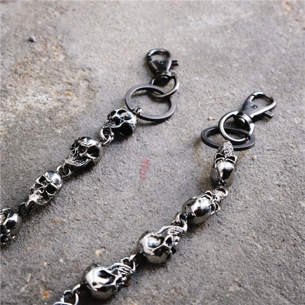 Punk Skull Jeans Decor Pants Chain Secure Travel Wallet Heavy Duty Link Coil Leash Jewelry