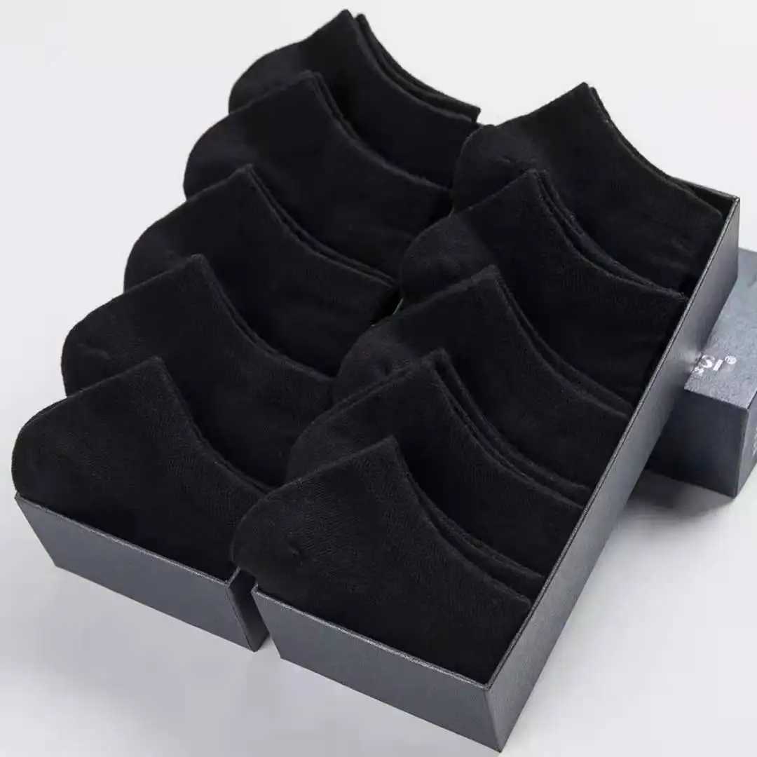 5 Pairs Unisex Low Cut Breathable Business Boat Sock Solid Color Comfortable Ankle Casual White Black Summer Men Business LX241102