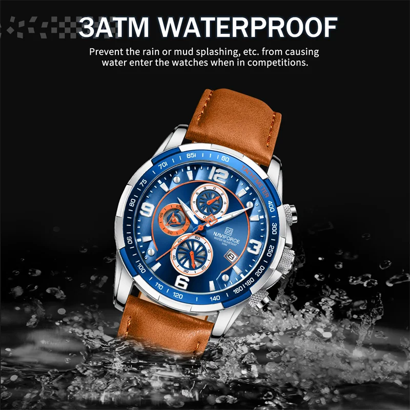 Top Brand NAVIFORCE Trend Cool Watch for Men Waterproof Leather Quartz Male Watches Luxury Wristwatches Luminous Man Watches