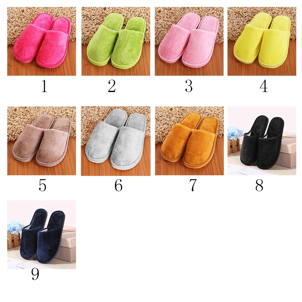 Plush Home Slippers Soft Cute Slippers Non-Slip Floor Indoor House Home Furry Slippers Women Men Shoes For Bedroom