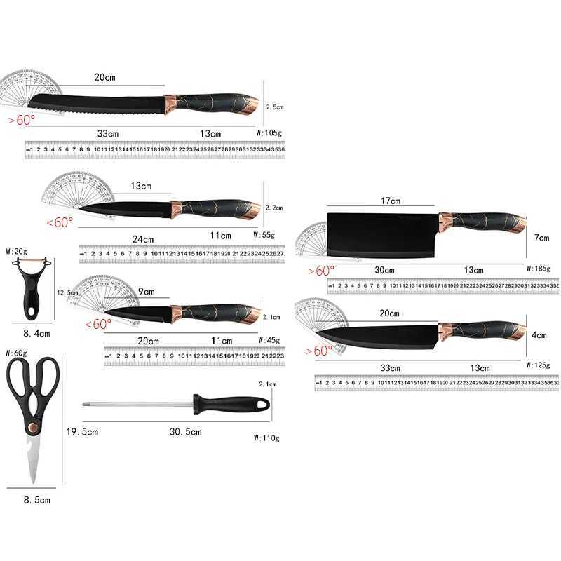 9-piece kitchen knife set with electroplated handle switch chair kitchen knife kitchen knife X241102