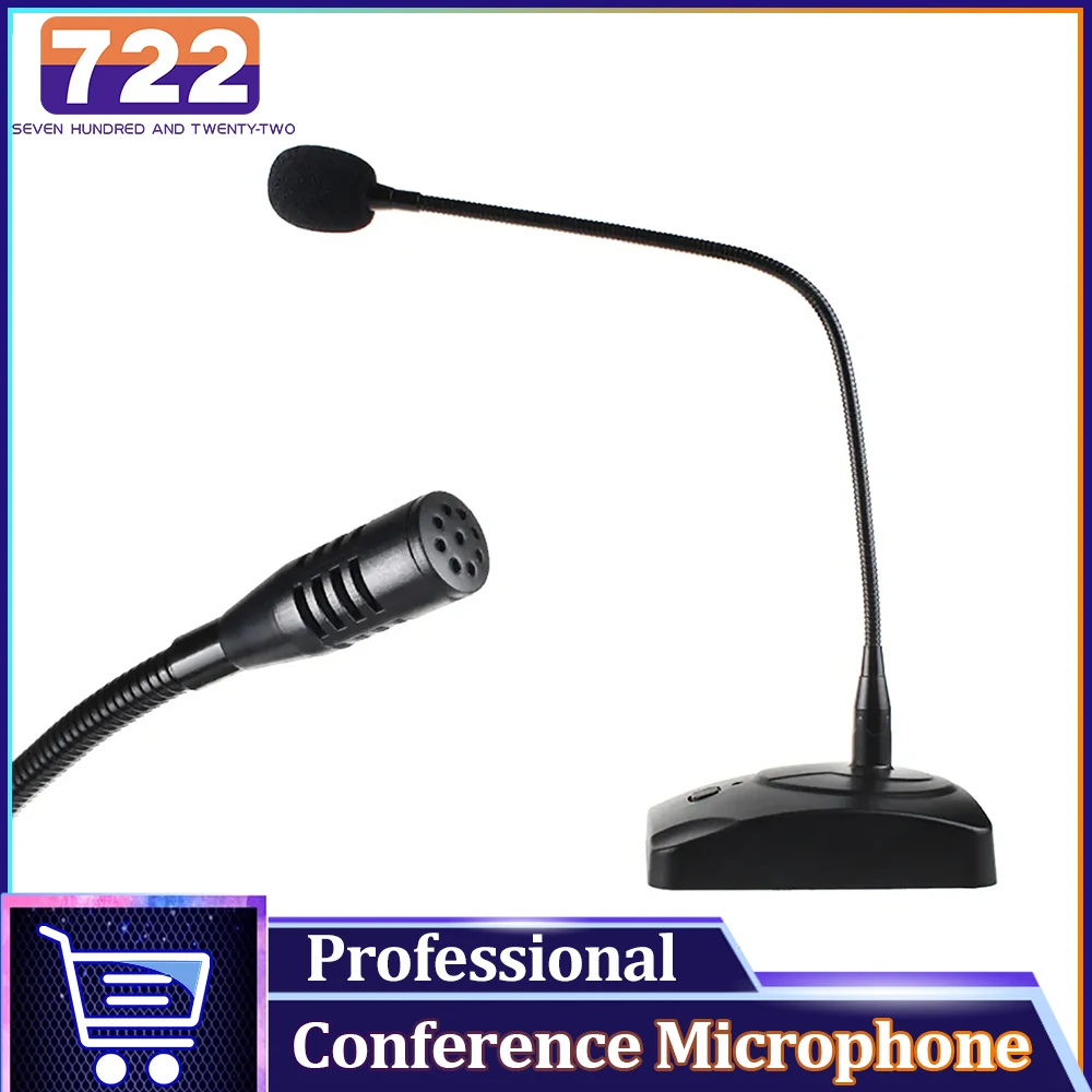 HD Gooseneck Microphone Professional Conference Center Mic Capacitive Broadcasting Flexible High Sensitivity Wired 6.35mm Plug