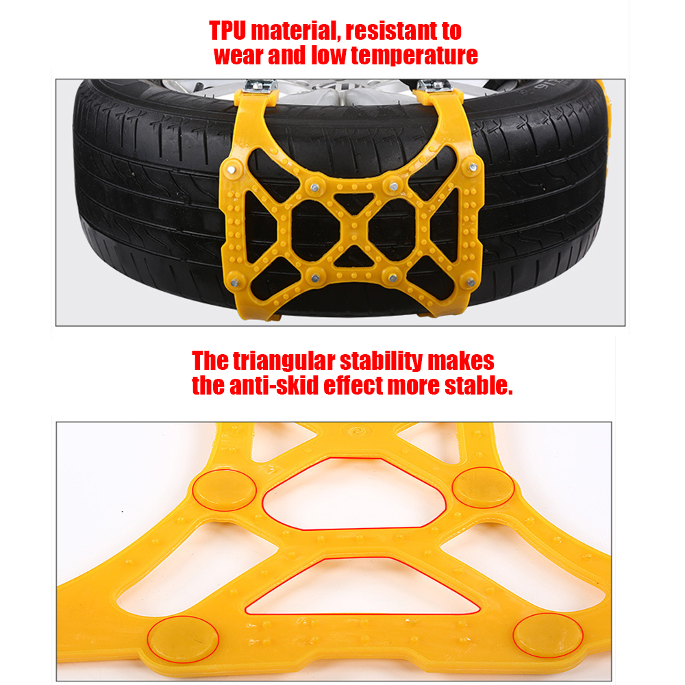 Thickened Emergency Tool Double Buckle Adjustable Car Tire Anti-skid Chain 1 Piece For Mud Ice Roadway TPU Wheel Snow Chains