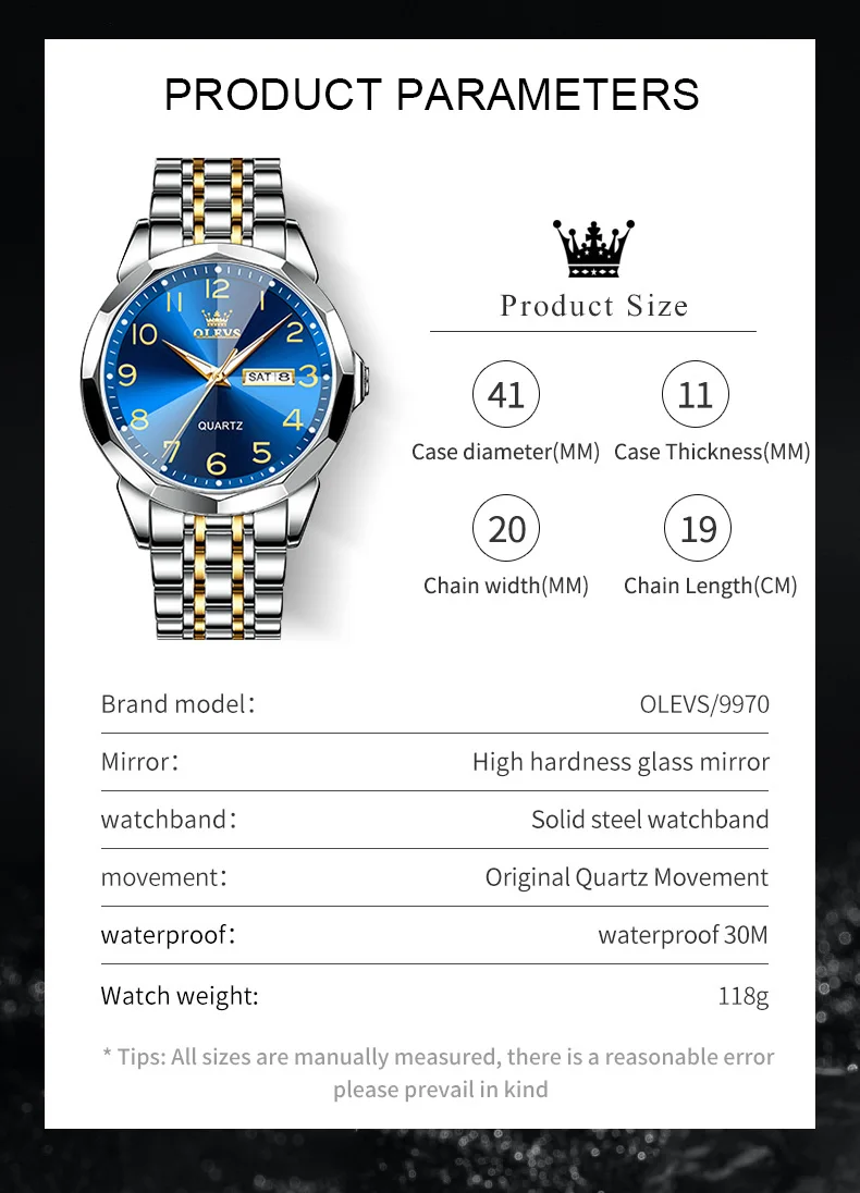 OLEVS Classic Quartz Watch for Men Luxury Diamond Cut Mirror Numeral Dial Simplicity Quartz Analog Man Waterproof Wristwatches