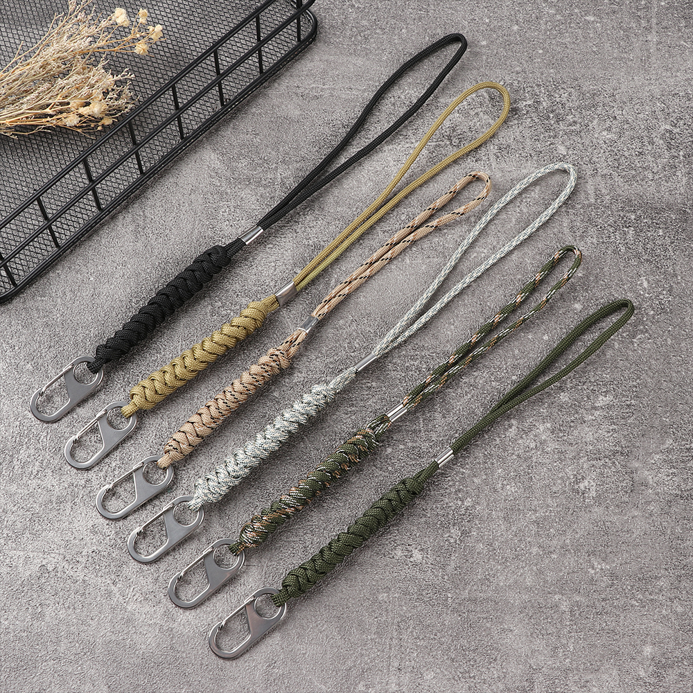 Paracord Keychain Lanyard Rotatable Buckle High Strength Parachute Cord Mobile Phone Strape Key Ring Neck Hanging Rope