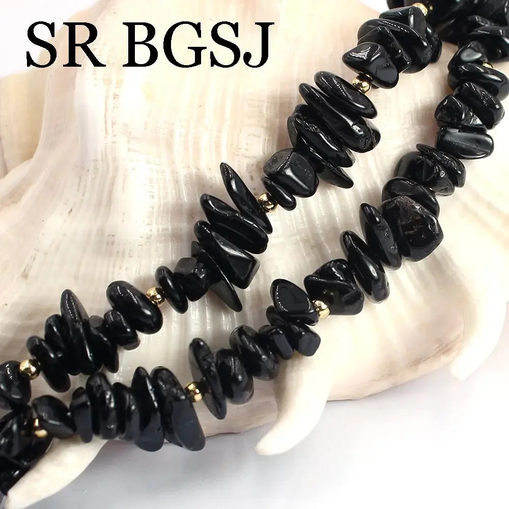 6-8mm Black Tourmaline Black Tourmaline Natural Gemstone Womens Necklace Bracelet Earrings Jewelry Set 17.5 7-8 241031
