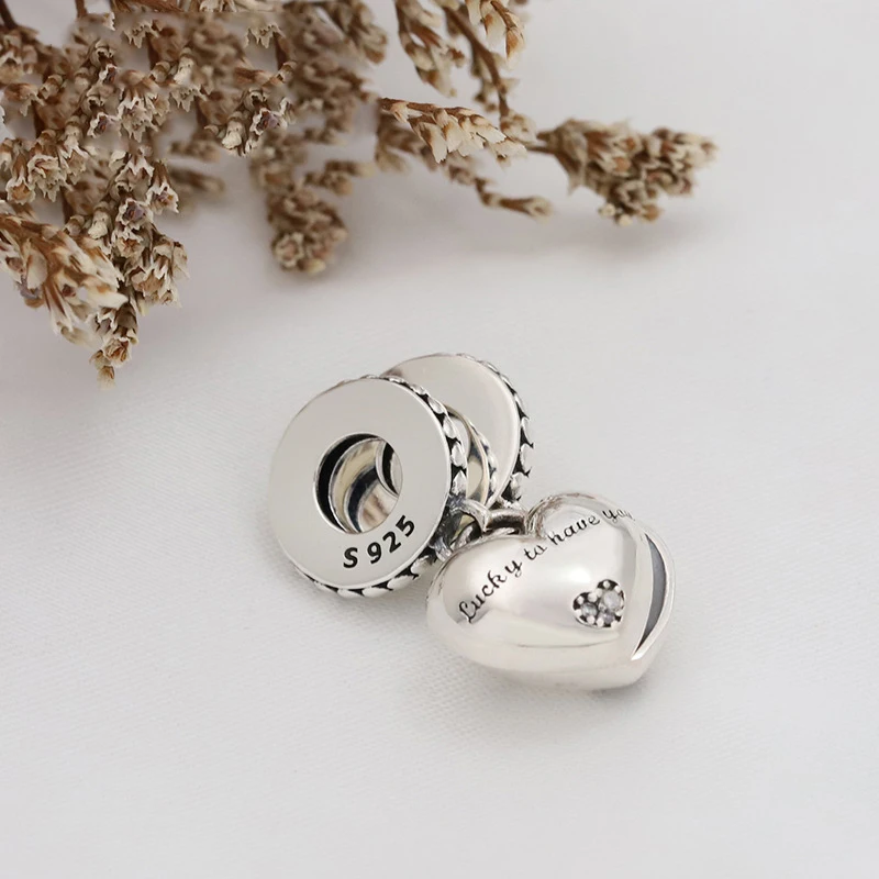 2023 New original 925 silver Love Heart dangle beads charms fit diy charm bracelets for women jewelry making accessories