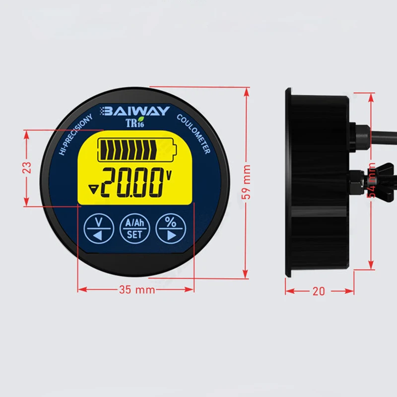 TR16 8-120V Waterproof Battery Capacity Tester LCD Display Coulometer Voltage Current Meter 50/100/350A Battery Capacity Monitor