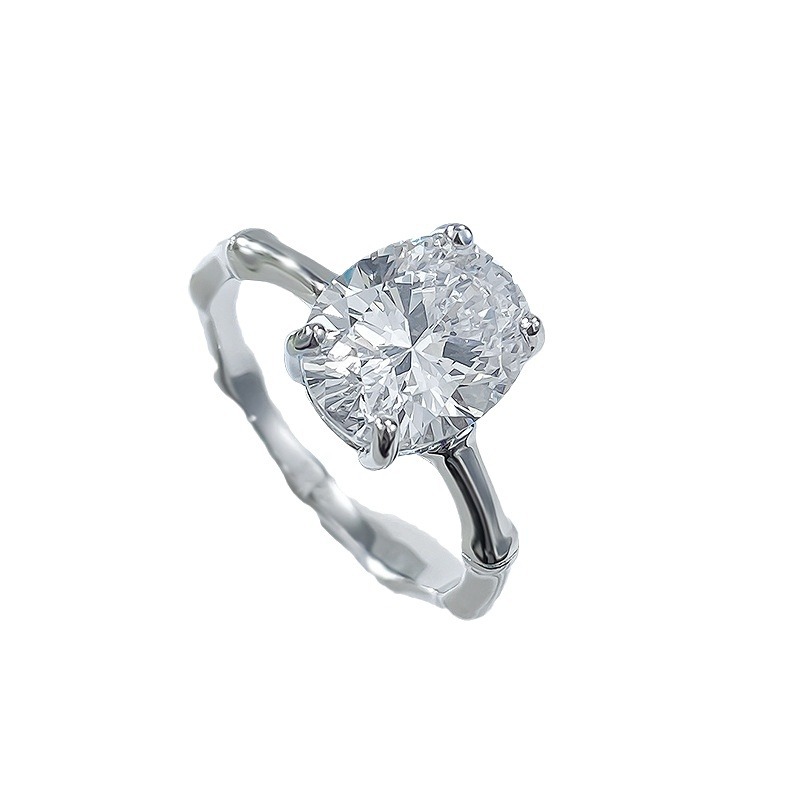 2024 Choucong Wedding Rings Luxury Ladies Jewelry Real 100% 925 Sterling Silver Oval Cut White Moissanite Diamond Gemstones Party Bamboo Knot Women Ri