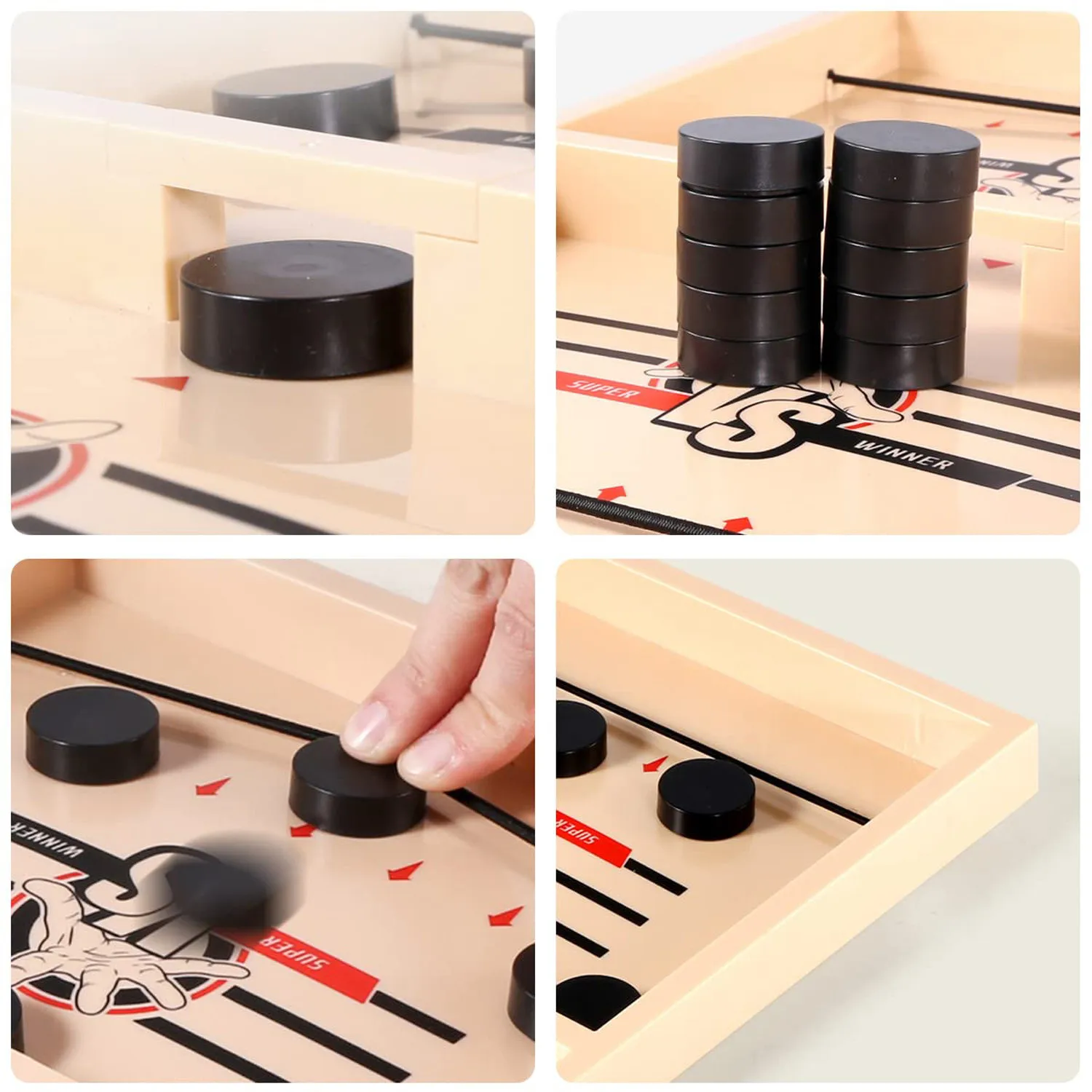 Fast Sling Puck Game Hoc-key Board Family Game Family Home Games With Chessboard And Pawns Test Your Speed Winner Board Game