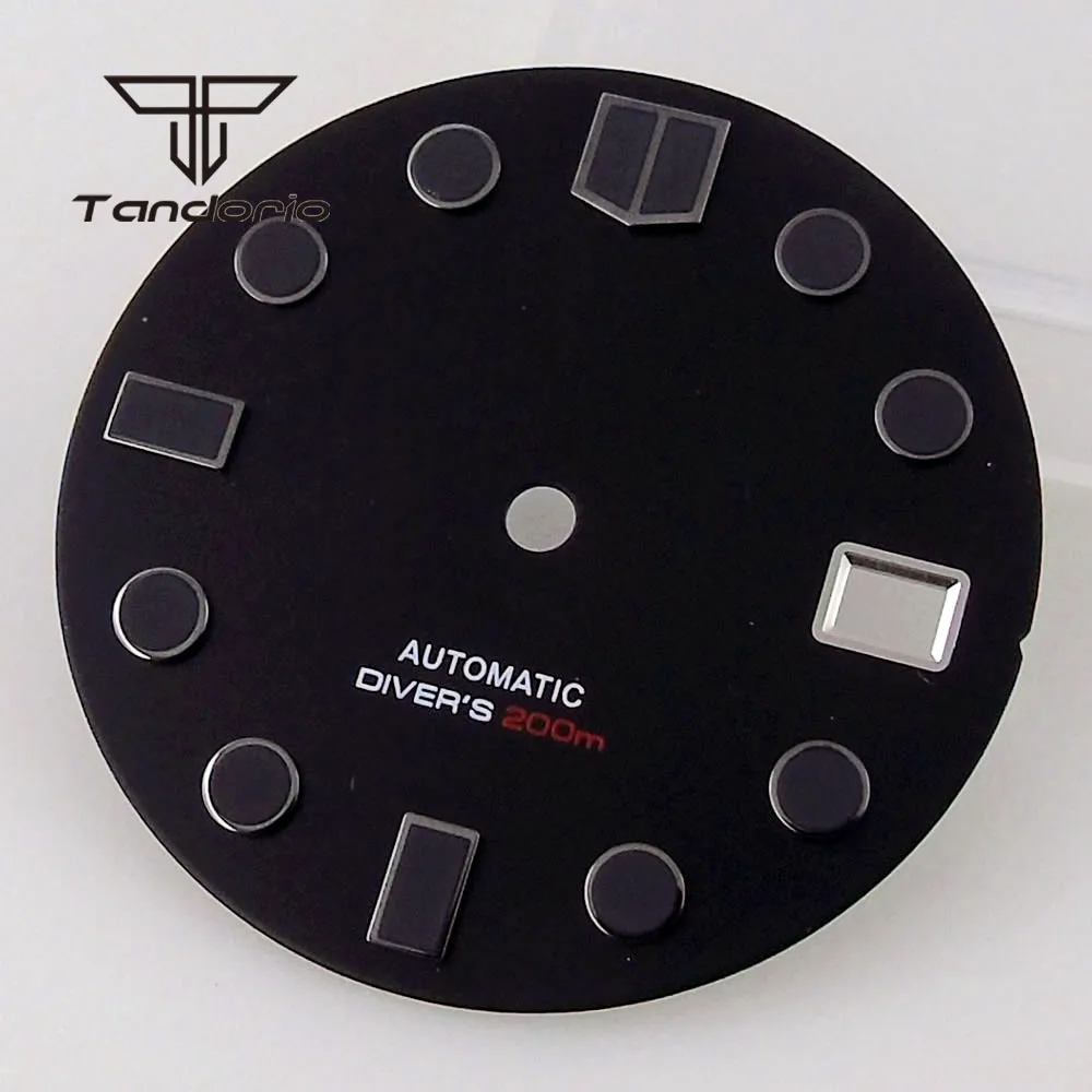 29mm Black White Sterile Watch Dial Face Date Display Window Hands Set Luminous Accessories Fit NH35 NH36 Automatic Movement