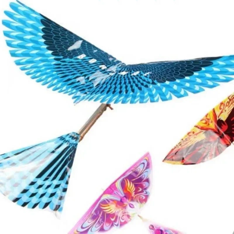 5Pcs/Set Kids Fun Biomimetic Birds Kites Outdoor Sport Toy Elastic Rubber Band Powered Flying Toys Children Yard Game 48*36cm