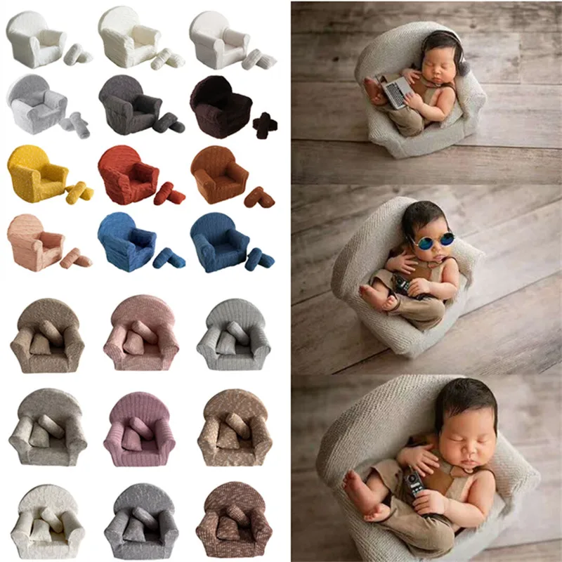 3Pcs/set Newborn Baby Photography Props Posing Mini Sofa Arm Chair Pillows Infant Photo Prop Accessories 100 Days Shooting Props
