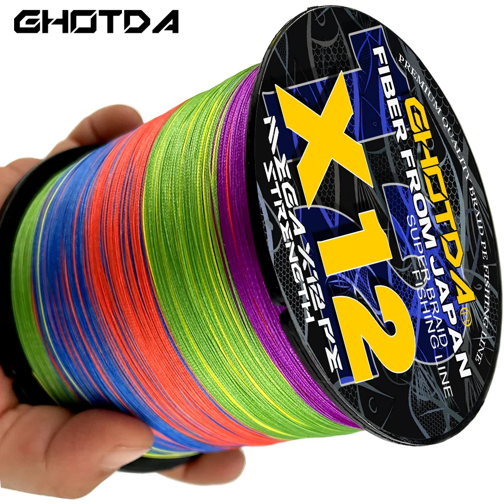 PE Super 300/500M GHOTDA Braided Lines Fishing 9X 12X Strands Strong Big Game Multifilament Fishing Cord 20LB-120LB Fishing Rope smile