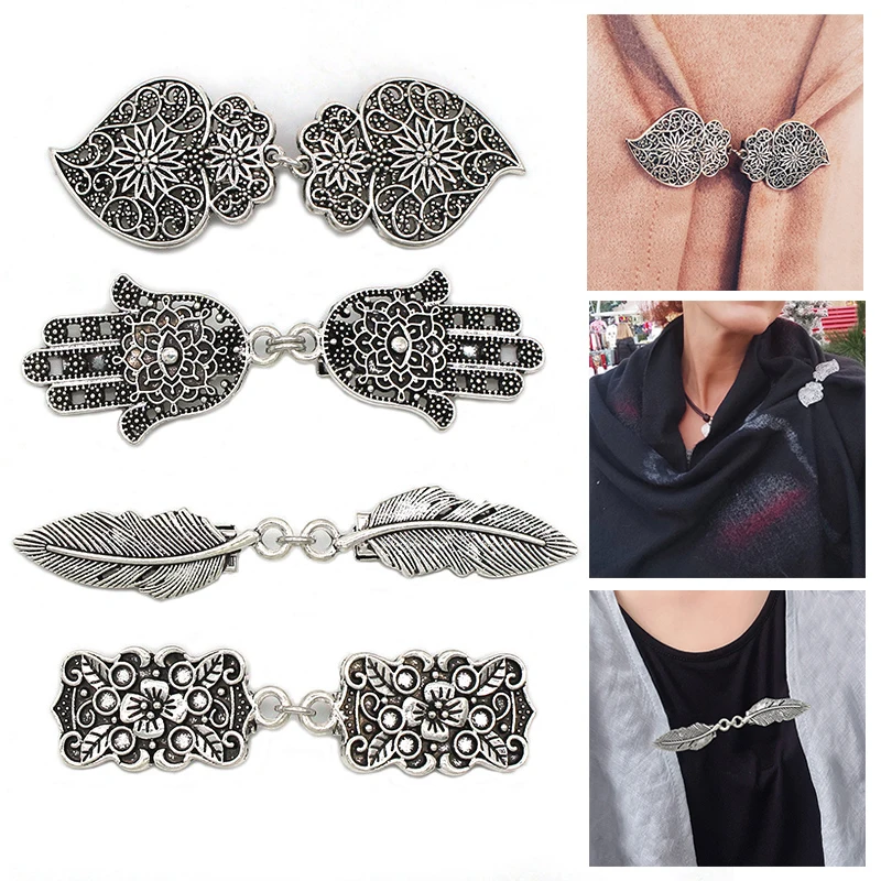 Retro Cloak Buckle Collar Clip Silk Scarf Shawl Buckle Women's Waist Fixed Brooch Belt Clip New Rhinestone Sweater Clasp Jewelry
