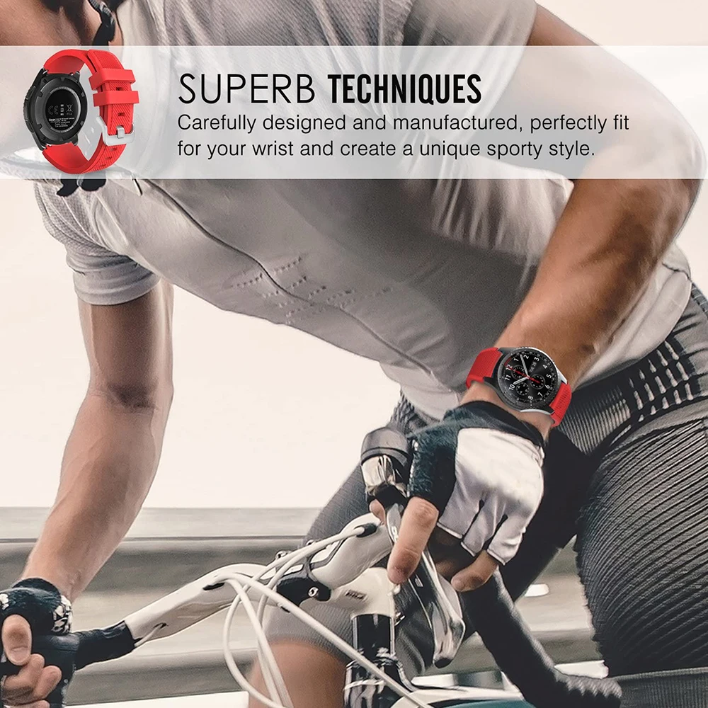 For Band 22Mm Silicone Samsung Watch 3/Gear S3 Frontier/Huawei Watch ddmysmile 4/3/3 Pro/Gt3-2 Sports Wristband Amazfit GTR 4/Stratos/Pace Smile