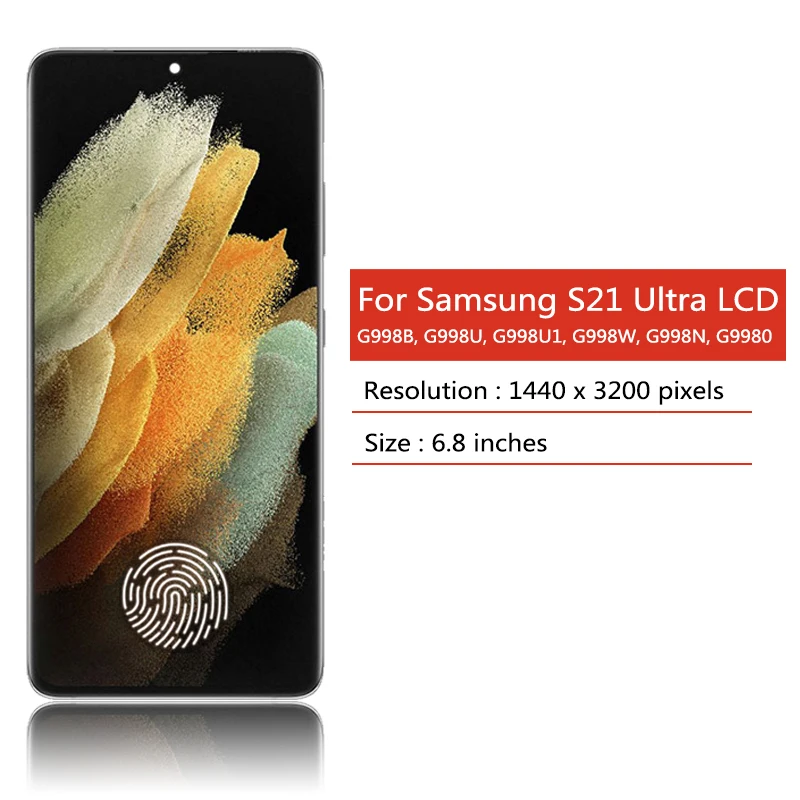 OLED For Samsung S21 Ultra 5G Lcd G998F G998u1 Display Touch Screen Digitizer For S21Ultra LCD Fingerprint
