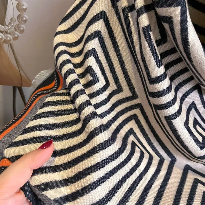Women Winter Cashmere Bufanda Shawl Scarf Luxury Print Thick Pashmina Warm Warp Blanket With Tassel Travel Poncho Stoles Echarpe