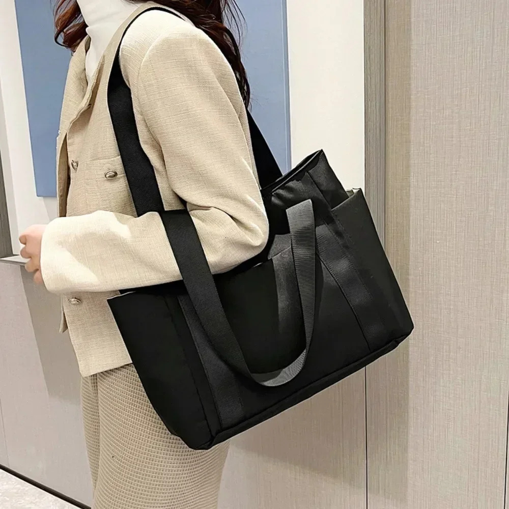 Solid Color Tote Designer Single Shoulder Casual Simple Canvas Handbag