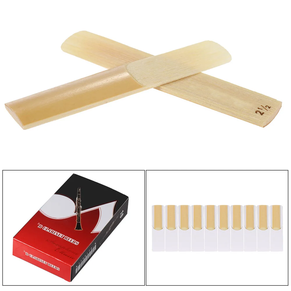 10-pack Pieces Strength 2.5 High Quality Bamboo Reeds for Bb Clarinet Tenor Saxophone Alto Saxophone Eb Alto Sax Accessories