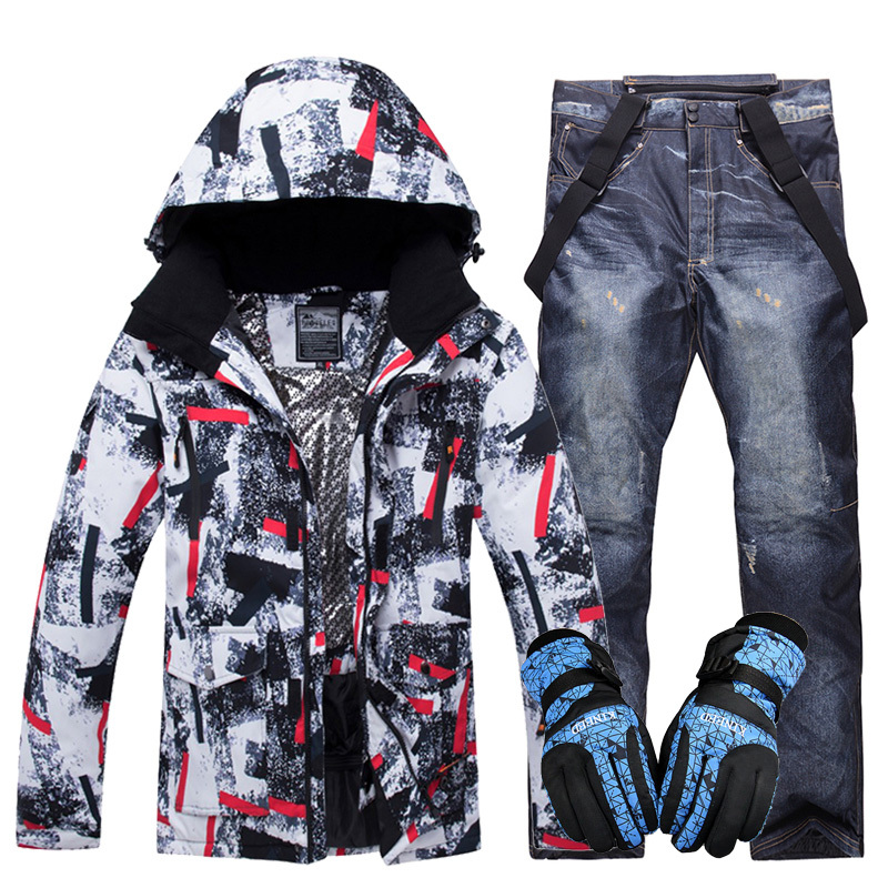 Winter Suit Men Windproof Waterproof Warm Outdoor Hot Ski Jacket + Pants Skiing Snowboarding Suits Set Male