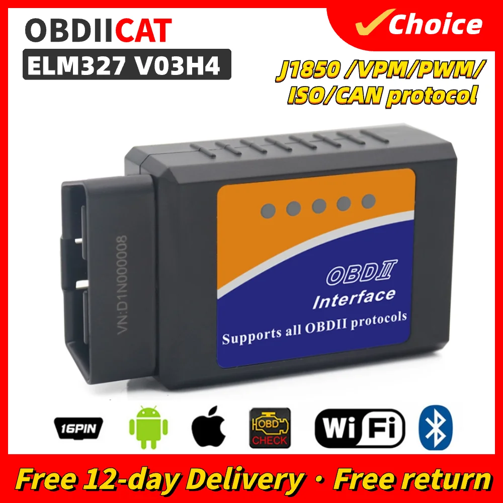 HOT V02H4 /V03H4/V05L4 Elm327 V1.5 Obd2 Auto Code Scanner For Android & IOS Car Mini OBD2 12V Elm 327 V1.5 Diagnostic Tools