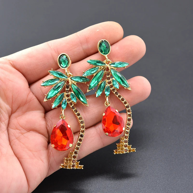 Christmas Gift Long Earrings Coconut Tree Pendant Earrings Retro Party Fashion Pendant Earrings Charm Trendy Jewelry 241031