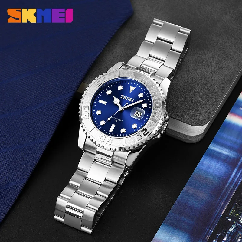 SKMEI Vintage Diver Water Ghost Classic Quartz Wristwatches Men Waterproof Date Time Luminous Watches Clock Relogio Masculino