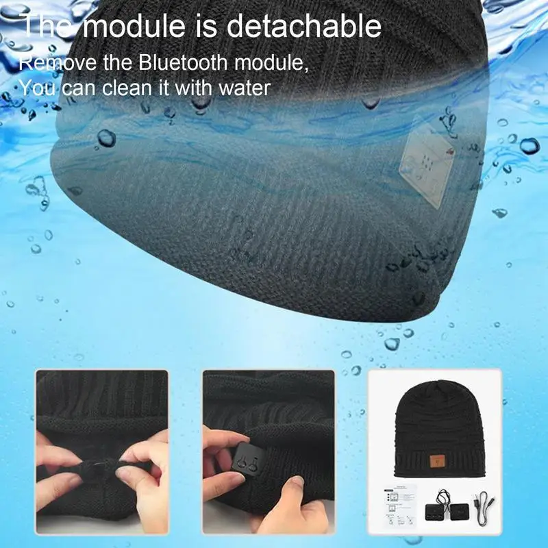 Beanie Headphones Washable Winter Warm Blue Tooth Beanies Handsfree Outdoor Sports Music Earphones Hat For Woman Men Teenagers