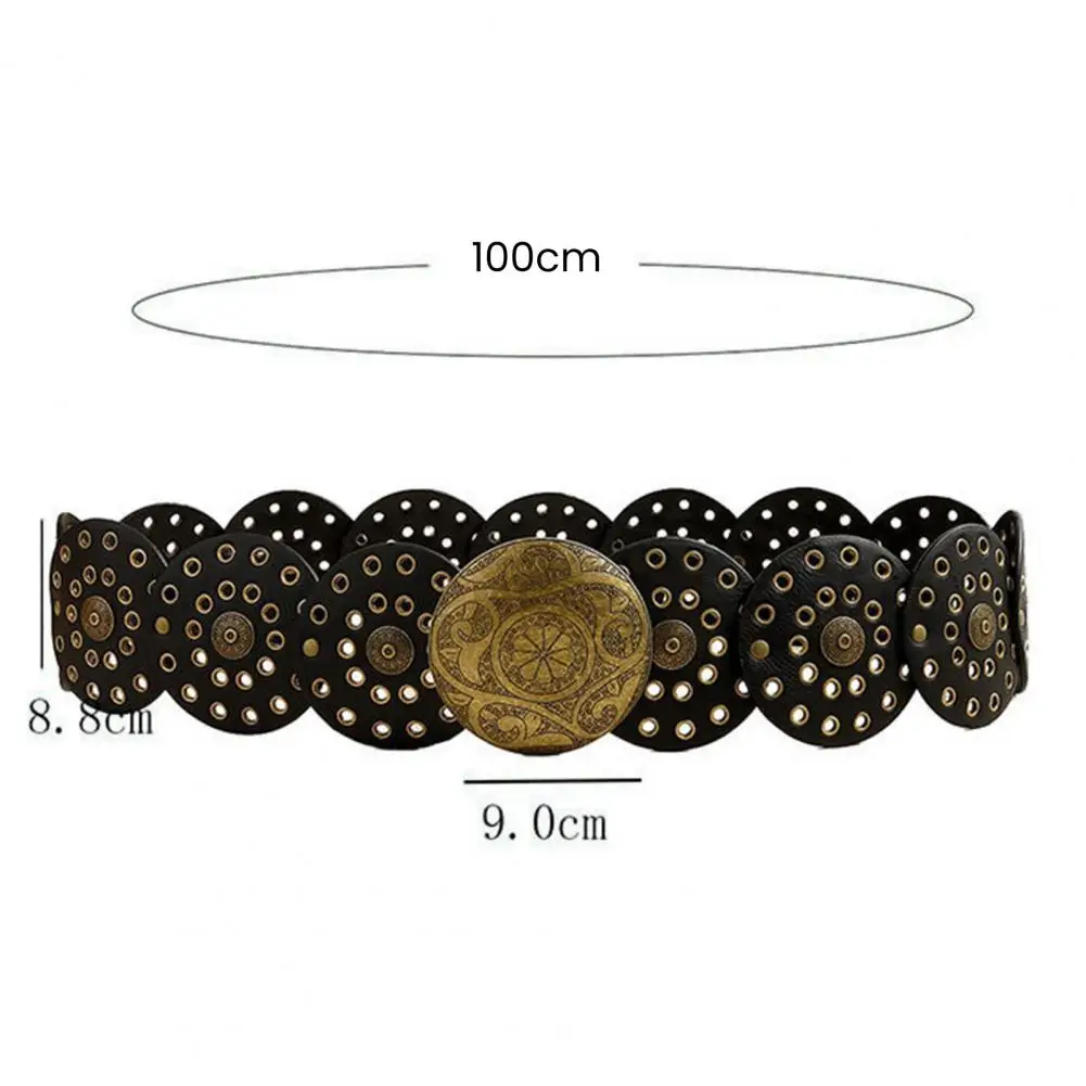 Women Retro Belt Western Style Women Belt Exaggerated Western Style Women's Belts with Vintage Hollow Out Design for A