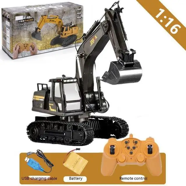 RC Alloy Engineering Vehicle Steering Wheel Remote Control Dump Truck Crane Mixer Excavator Lift Truck Outdoor Toy Birthday Gift