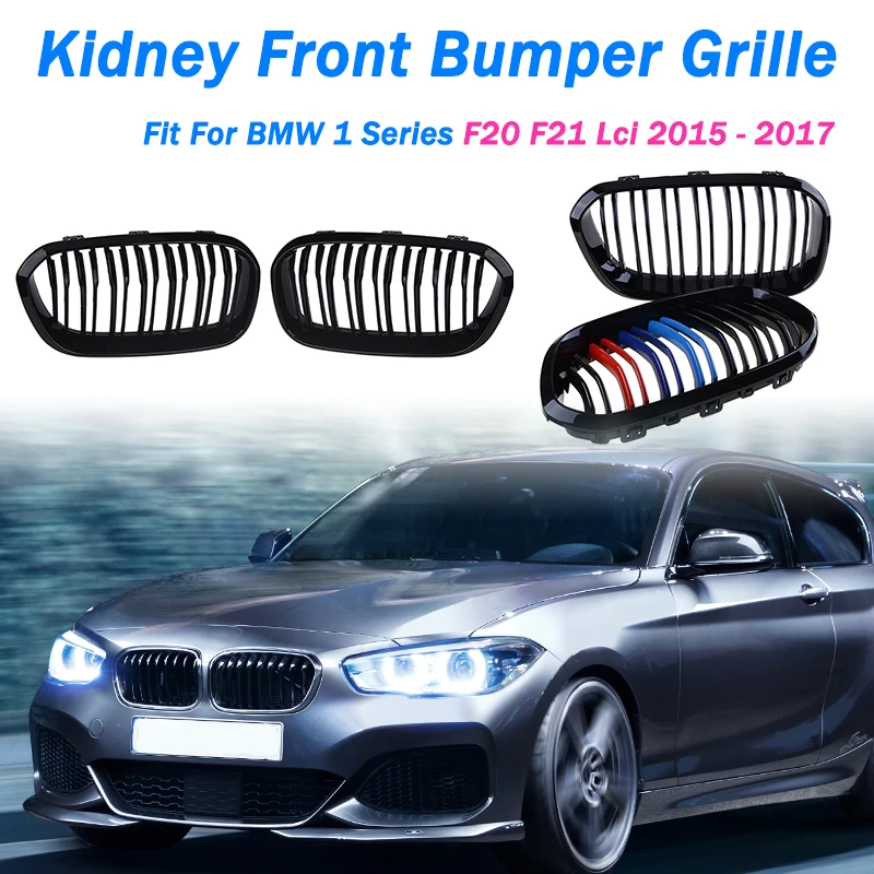 Rhyming Front Bumper Kidney Grille Double Slat Racing Grill Fit For 1 Series F20 F21 Lci 120i 2015 2016 2017 Car Accessories