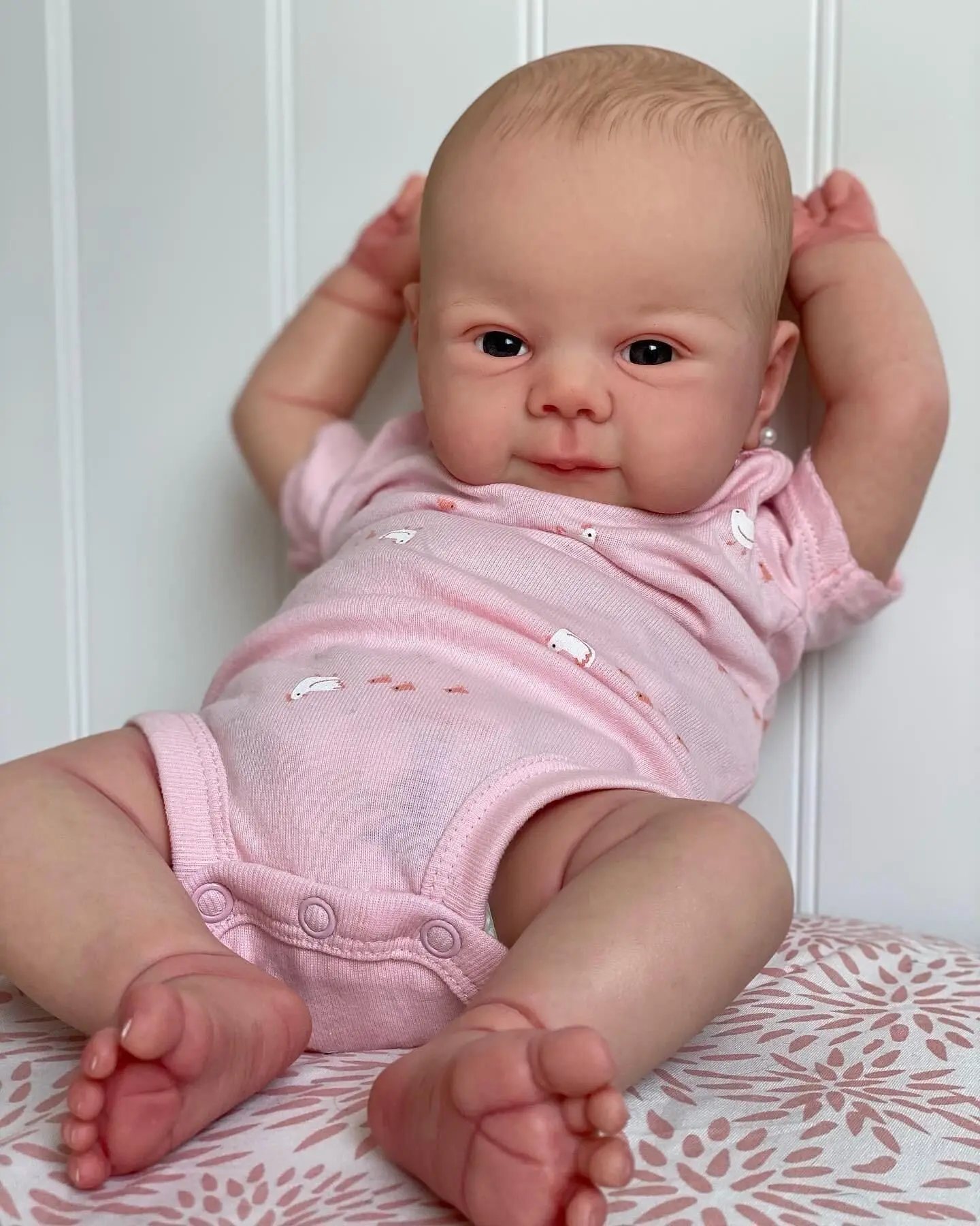 NPK 49CM Soft Silicone Cloth Body Julieata Lifelike Real Touch Reborn Baby Girl with Hand-Drawing Hair Toddler Cute Doll