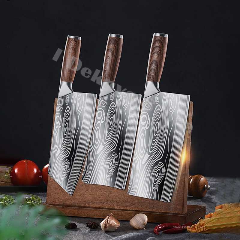 Laser Damascus Japanese Kitchen Knife Set Professional Chef Knife 4cr13 Stainless Steel Meat Slices Cooking Butcher Knife X241102