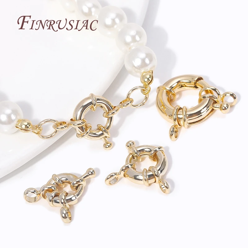 9/11.5/15MM Carabiner Spring Ring 14k Gold Plated Brass Metal Jewelry Clasps Fasteners DIY Handmade Necklace Accessories