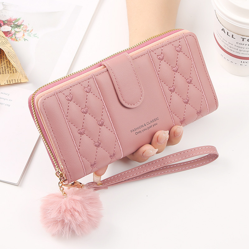 New designer women's long wallet Pu leather stand large capacity Hassp zipper coin wallet multi card storage phone wrist guard handbag