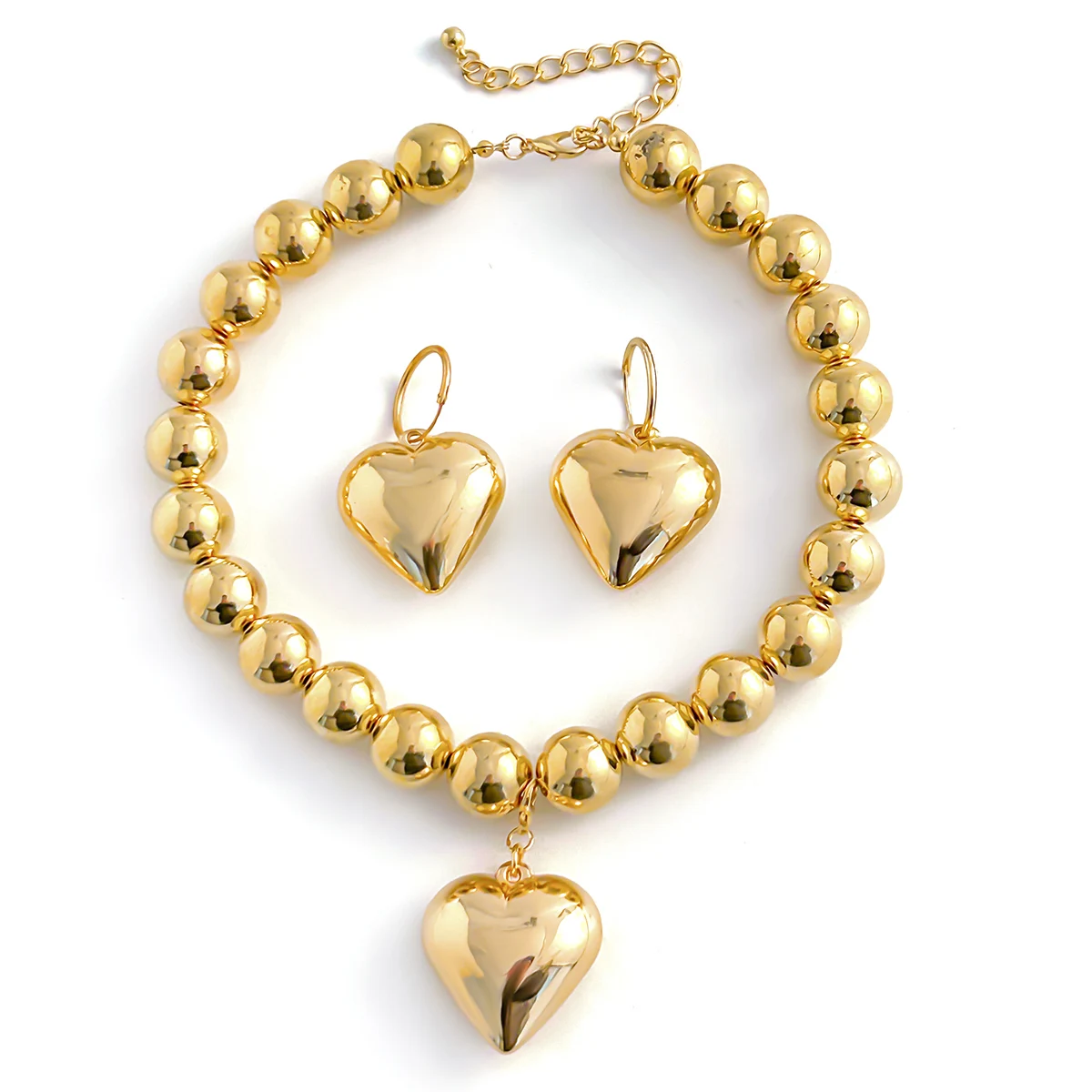 3Pcs Punk Love Heart Pendant Choker Necklace Bracelet for Women Vintage Piercing Drop Earring Grunge Jewelry Set Steampunk Men