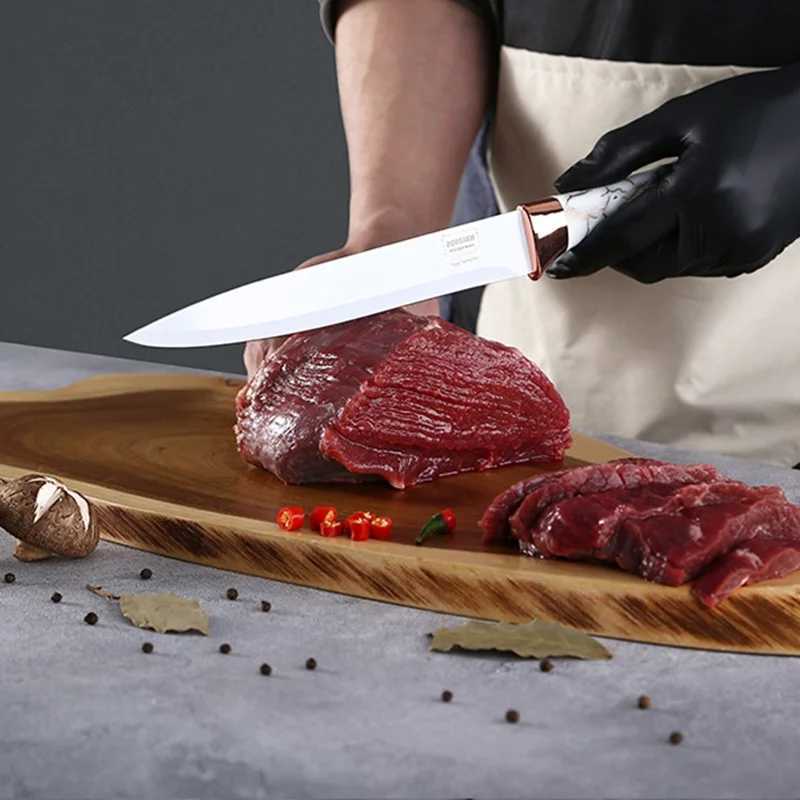 7-piece kitchen knife set meat chopper stainless steel slicing knife fruit knife acrylic base kitchen accessories kitchen tools X241102