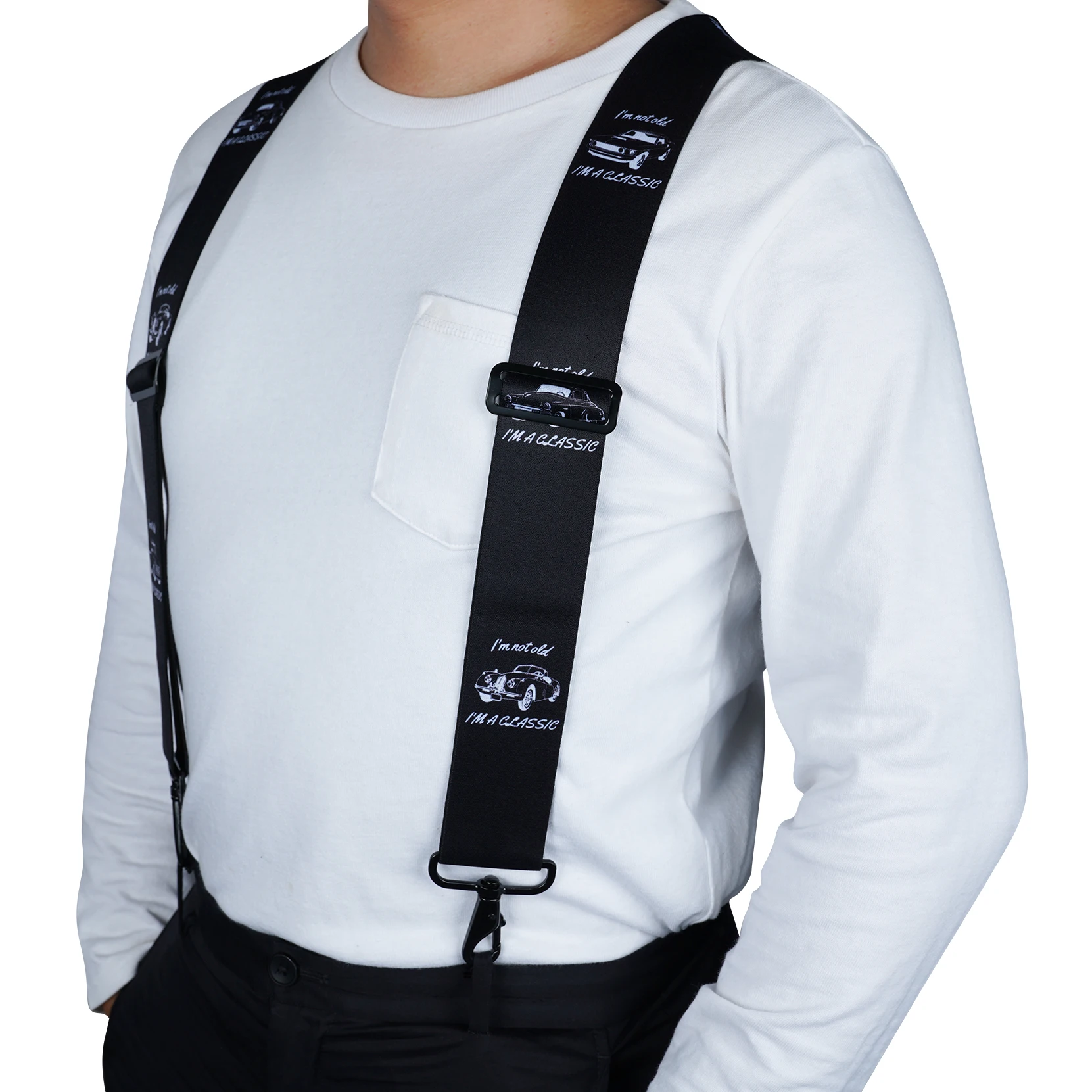 Men's Braces 2 Inch with 4 Hook-Clips for Trousers Vintage Suspenders Braces for Men Heavy Duty Adjustable Elastic X Shape